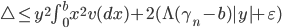 \bigtriangleup \le y^2 \int_0^b x^2 v(dx)+2(\Lambda(\gamma_n - b)|y|+\varepsilon)