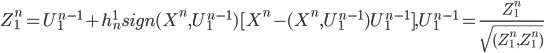 Z^n_1 = U^{n-1}_1+h_{n}^1sign(X^n, U^{n-1}_1)[X^n-(X^n, U^{n-1}_1)U^{n-1}_1], U^{n-1}_1 = \frac{Z^n_1}{\sqrt{(Z^n_1,Z^n_1)}}